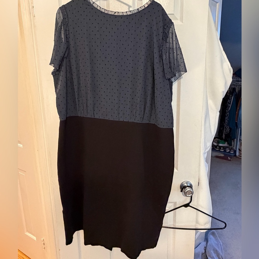 LOFT Black and Dark Gray Midi Dress